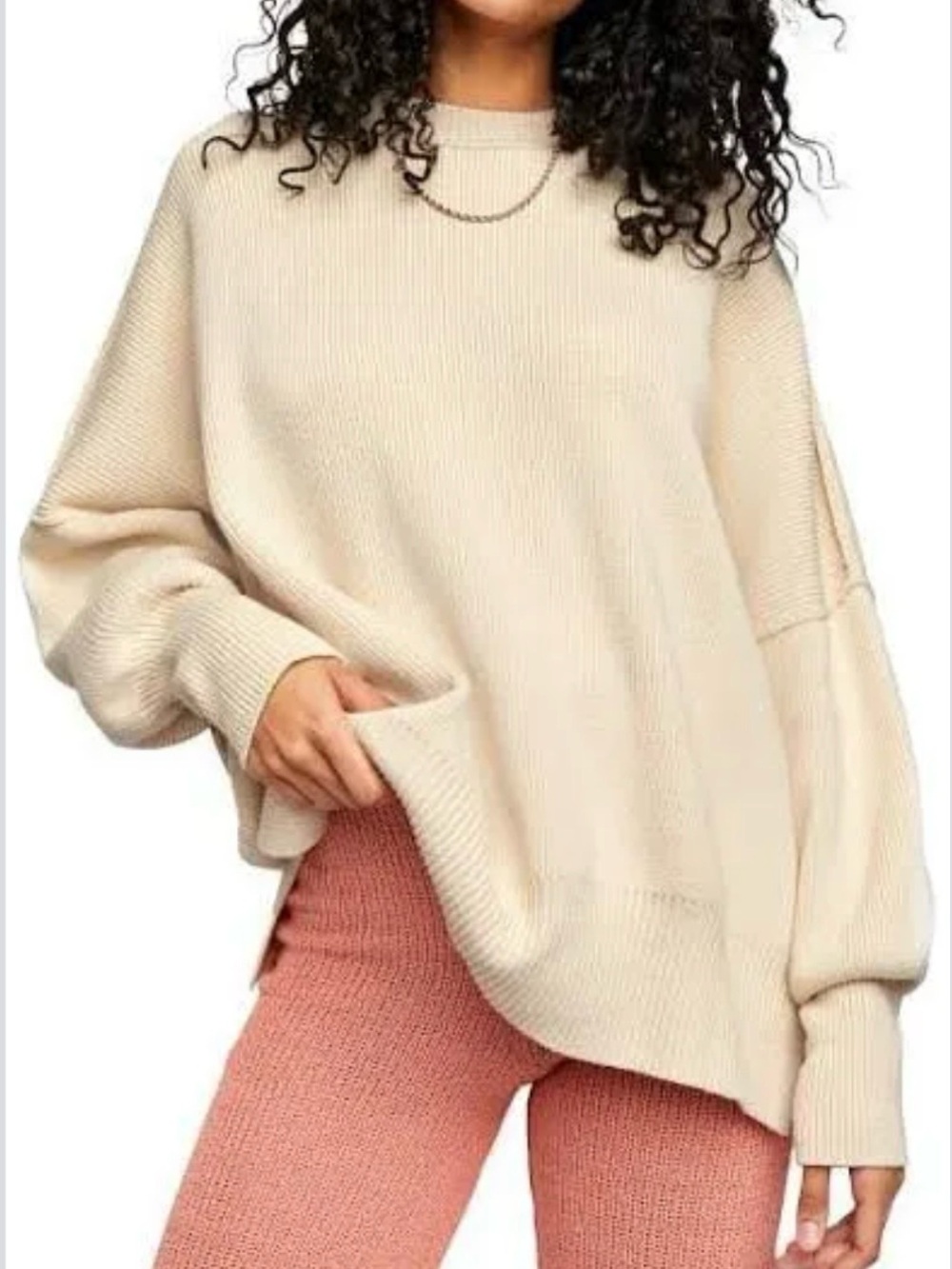 Free People Cozy Cream Oversized Knit Sweater - Women